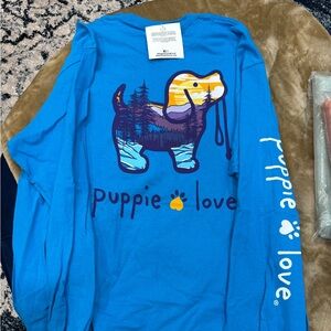Puppie Love Blue Long Sleeve Tee